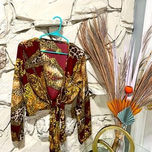 Chain (Versace Inspired) Styled Top  from Fashion Nova (Maroon and Gold)